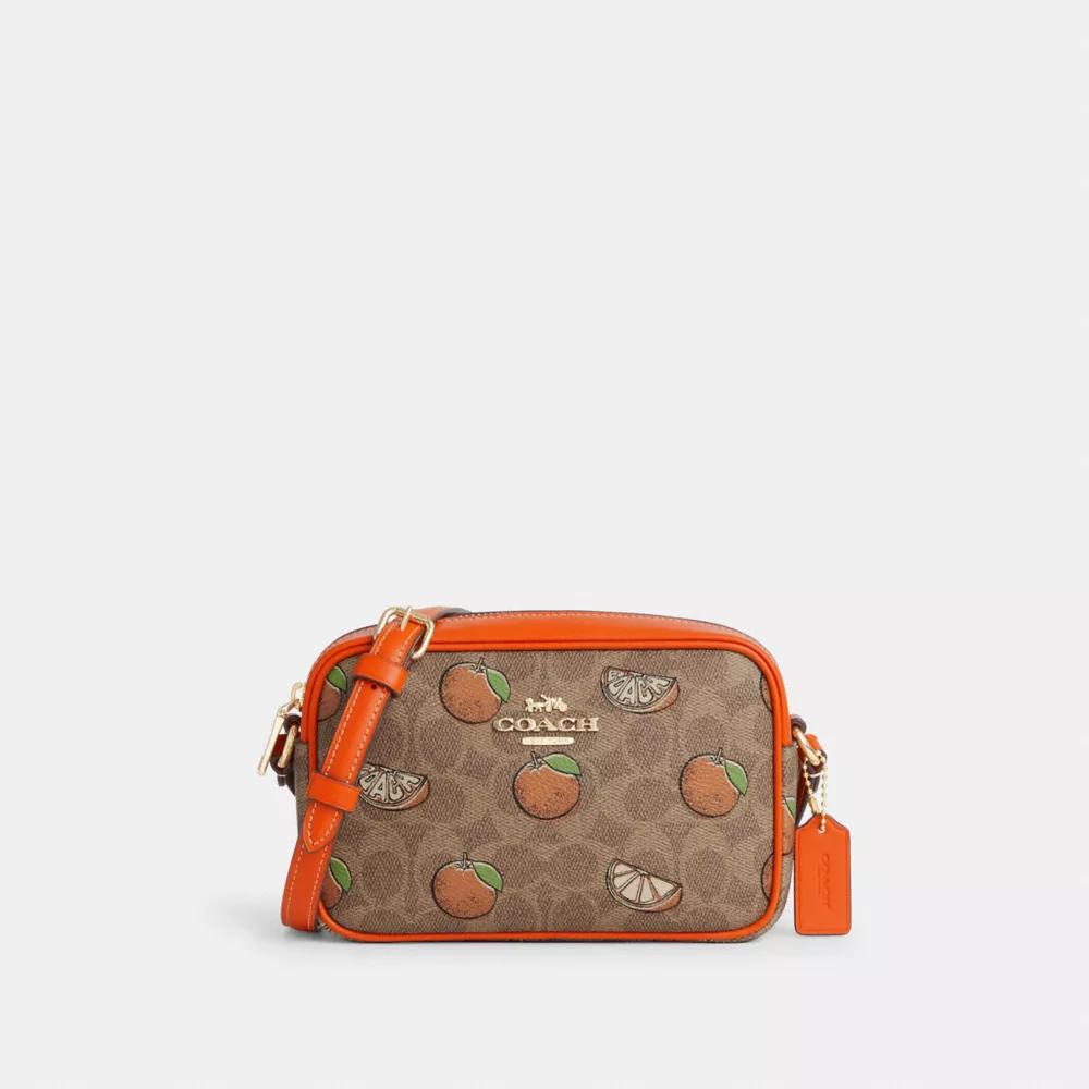 日本未入荷 COACH Mini Jamie Camera Bag フルーツ柄 Coach Mini Jamie Camera Bag In Signature Canvas With Orange