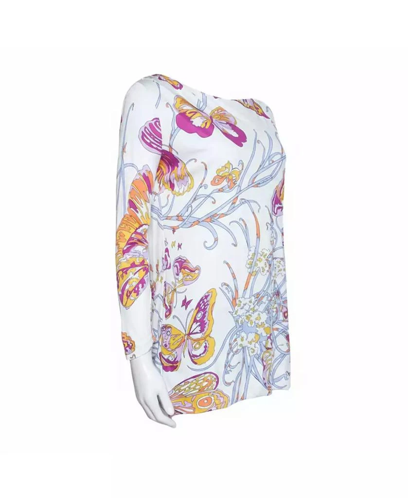 Pre-Owned Emilio Pucci Women
s White Butterfly Print Knit Tunic Top 5