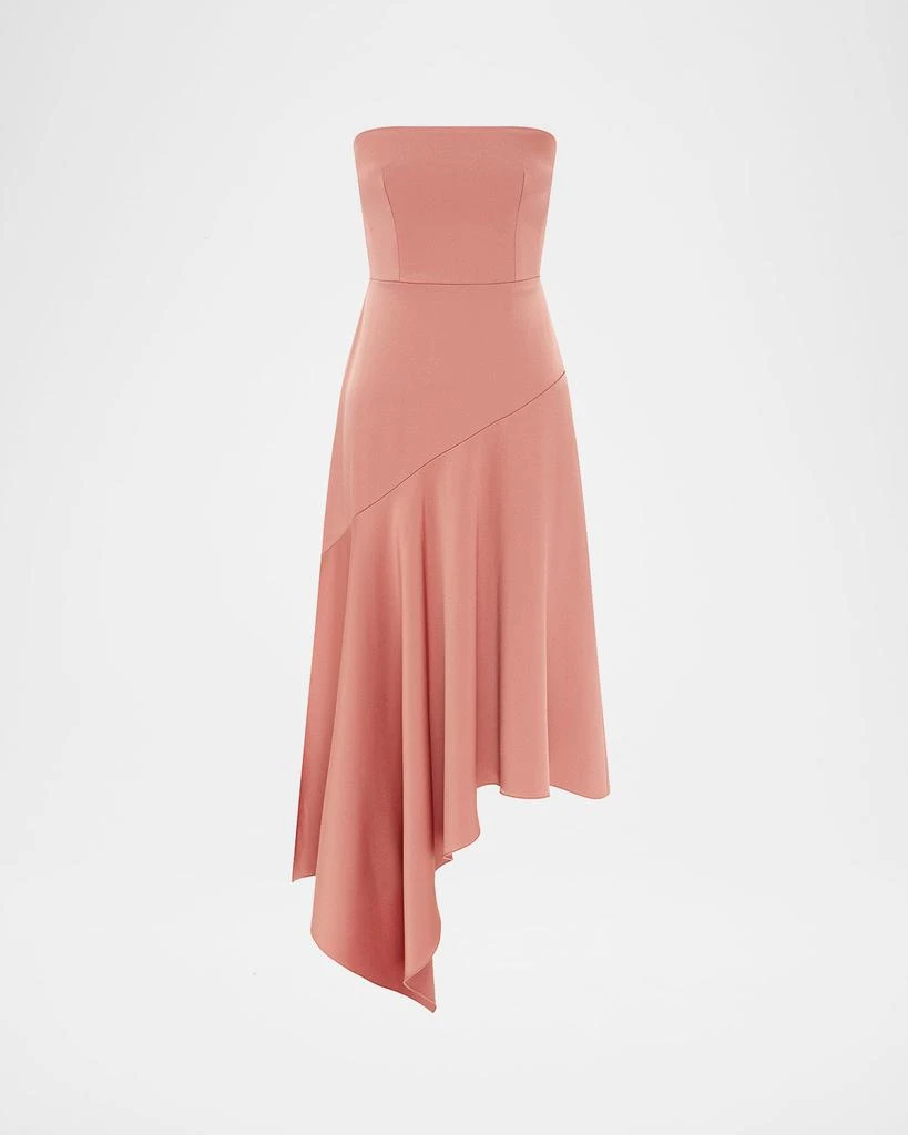Alex Perry Strapless Asymmetric Satin Crepe Midi Dress 1