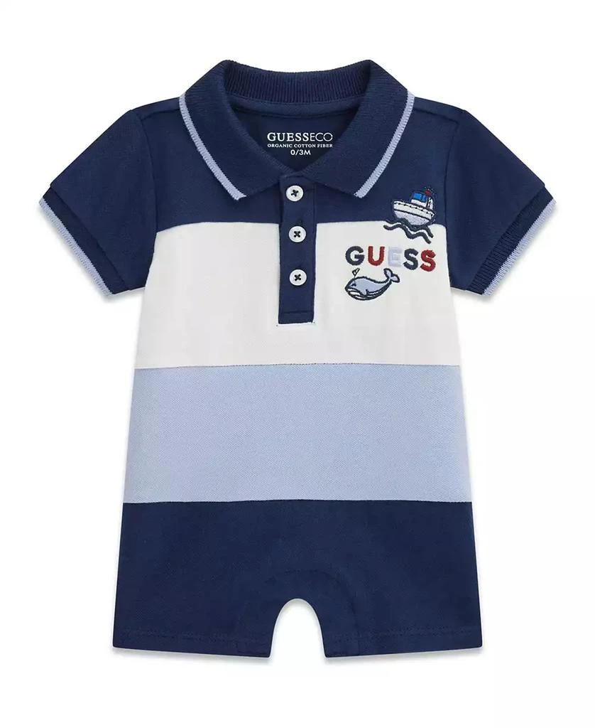 GUESS Baby Boys
Stretch Piquet Short-Sleeve Shortall