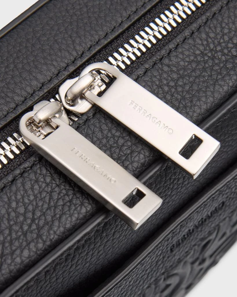 Salvatore Ferragamo Men's Embossed Gancini Leather Crossbody Bag 7