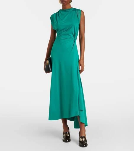 victoria beckham gathered jersey midi dress Asymmetric gathered jersey midi dress in green - Victoria Beckham