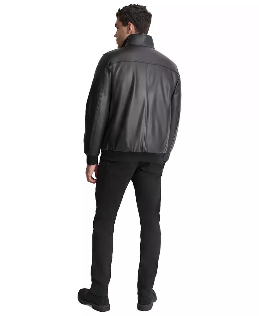 DKNY Men's Smooth Faux-Leather Bomber Jacket - Jackets