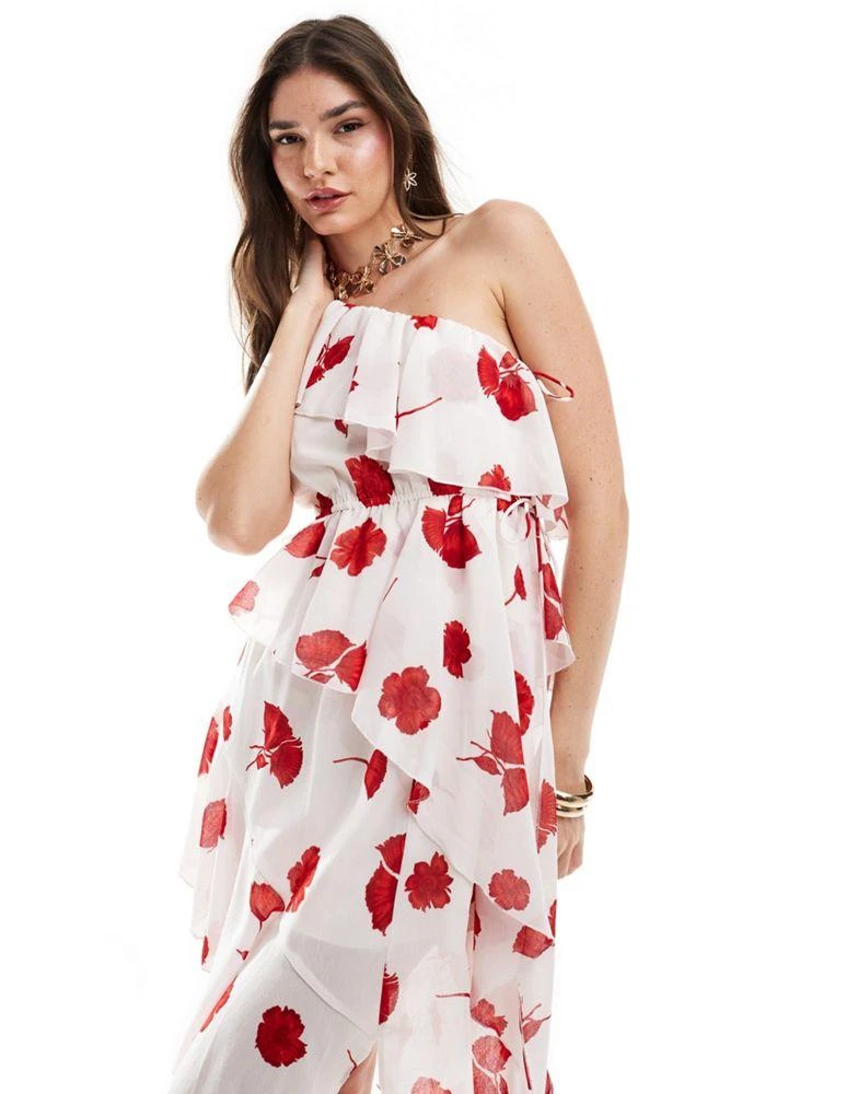 ASOS ASOS DESIGN one shoulder layered mini dress in two tone floral print 2