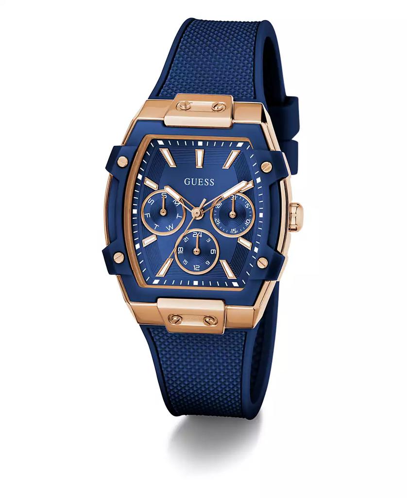 GUESS Women
s Blue Rose Gold Tone Multi-function Watch, 35mm