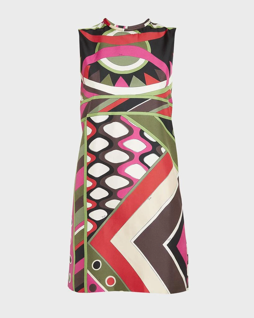 EMILIO PUCCI Abstract-Print Silk Sleeveless Mini Shift Dress 1