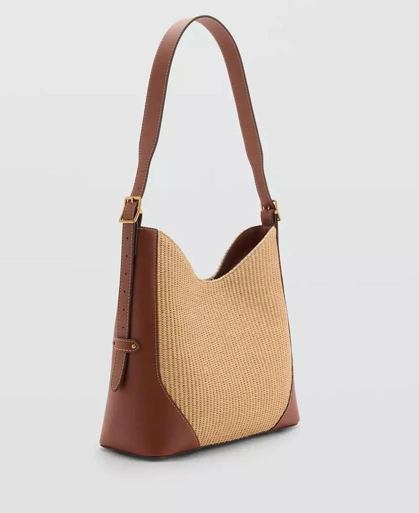Mango Women's Contrast Canvas Shoulder Bag 2