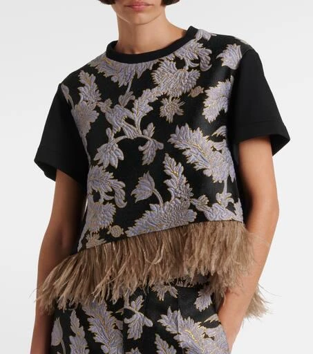 LA DOUBLE J La Scala embroidered feather-trimmed top 6