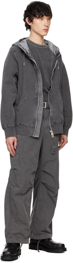 Sacai Gray Garment Dye Rip Stop Cargo Pants 4