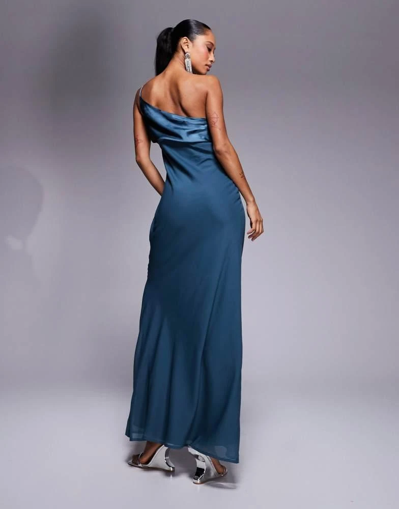 ASOS DESIGN satin chiffon mix draped one shoulder maxi dress in deep green   On Sale Now with Up to 10% Off | Discover Exclusive Deals & Savings at  BeyondStyle  Authentic