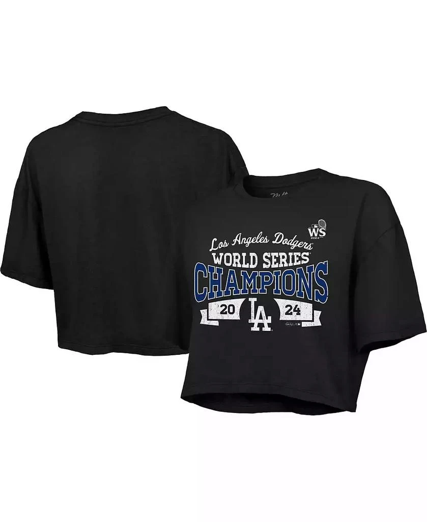 Majestic Women's Black Los Angeles Dodgers 2024 World Series Champions Boxy Cropped T-Shirt 1