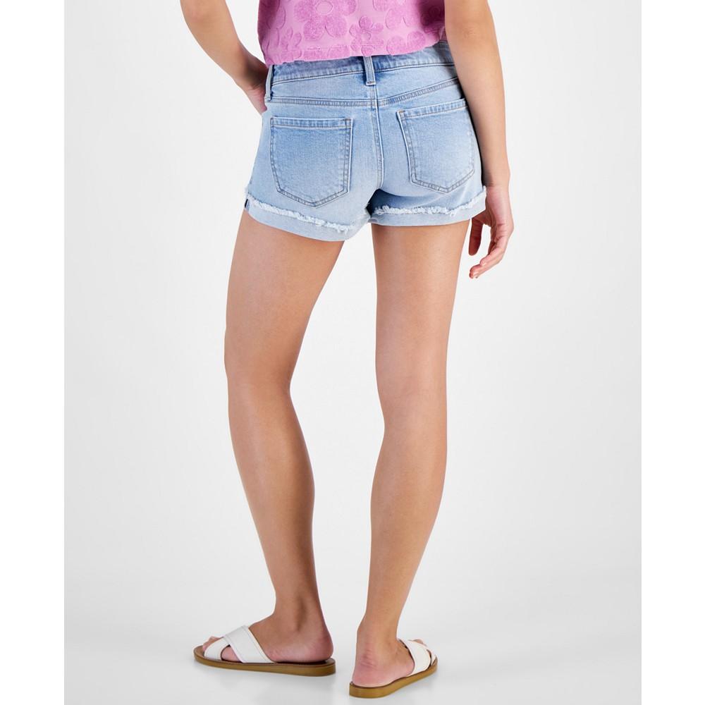 Celebrity Pink Juniors' Mid-Rise Fringe-Cuff Shorts