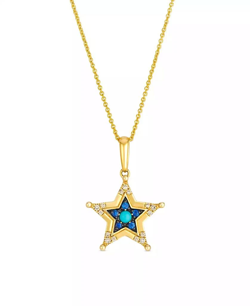 Le Vian Turquoise (2/25 ct. t.w.), Sapphire (11/100 ct. t.w.)
Nude Diamond (9/100 ct. t.w.) Pendant Necklace in 14k Honey Gold