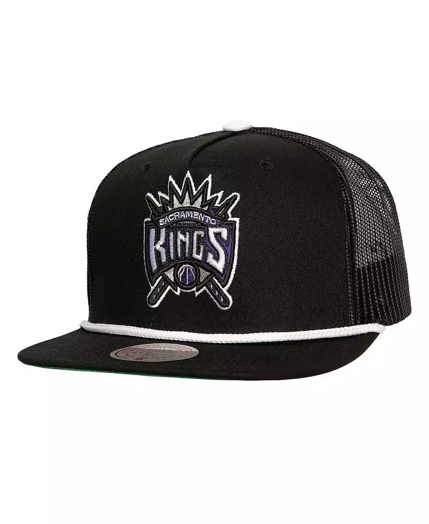 Mitchell & Ness Men's Black Sacramento Kings Roper Mesh back Trucker Snapback Hat 1