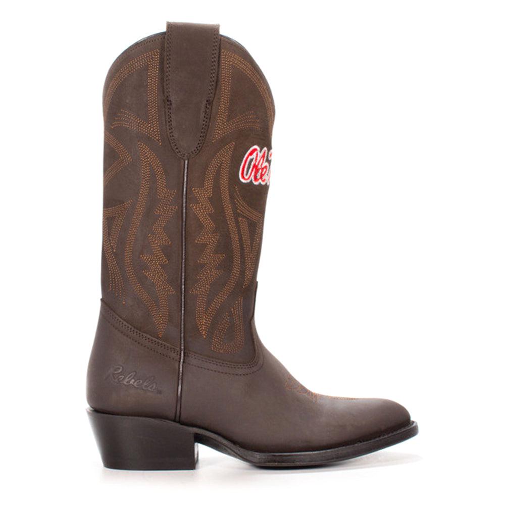 Gameday Boots University of Mississippi Embroidered Round Toe Pull On Cowboy Boots