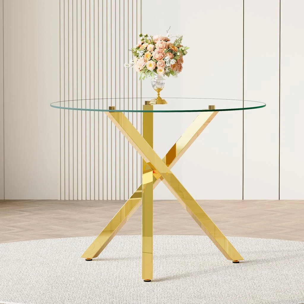 Streamdale Furniture Streamdale Round Glass Dining Table (2-4 People, 39" Dia x 30" H) - Stylish 
Practical