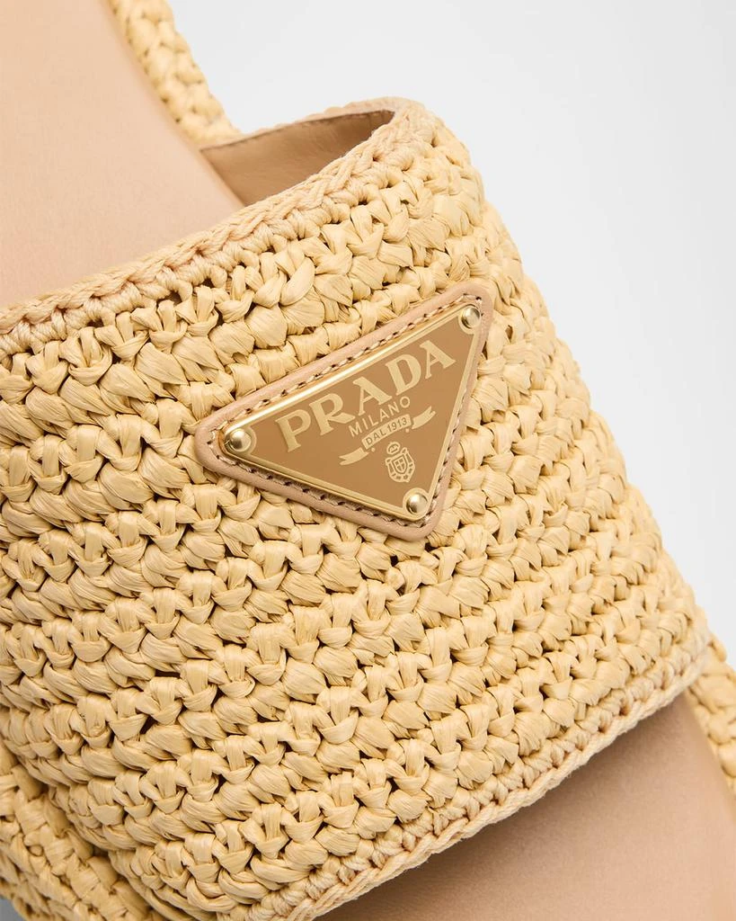 Prada Raffia Single-Band Platform Slides 6