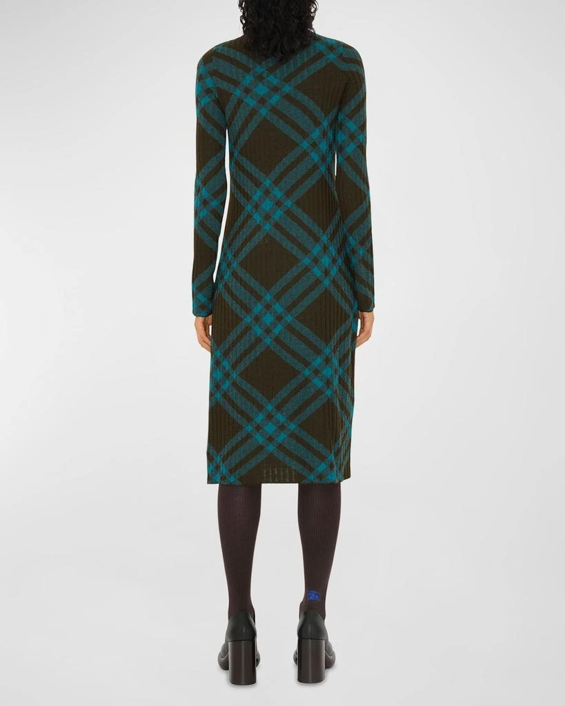 Burberry Turtleneck Check Knit Midi Sweater Dress 4