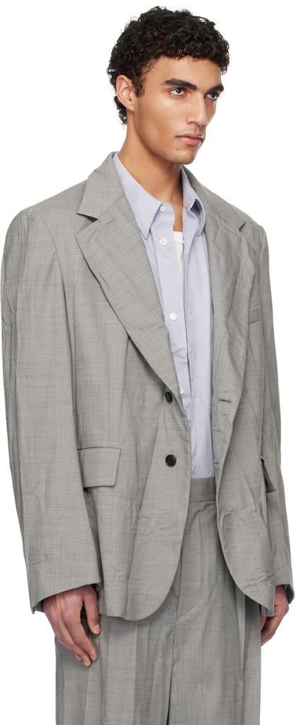 Hed Mayner Gray Crinkled Blazer