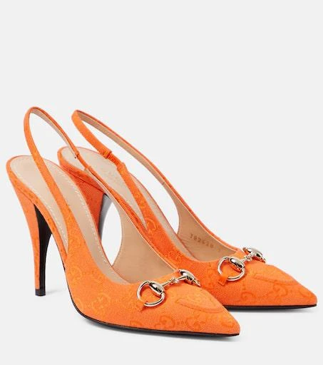 Gucci Horsebit GG canvas slingback pumps 1