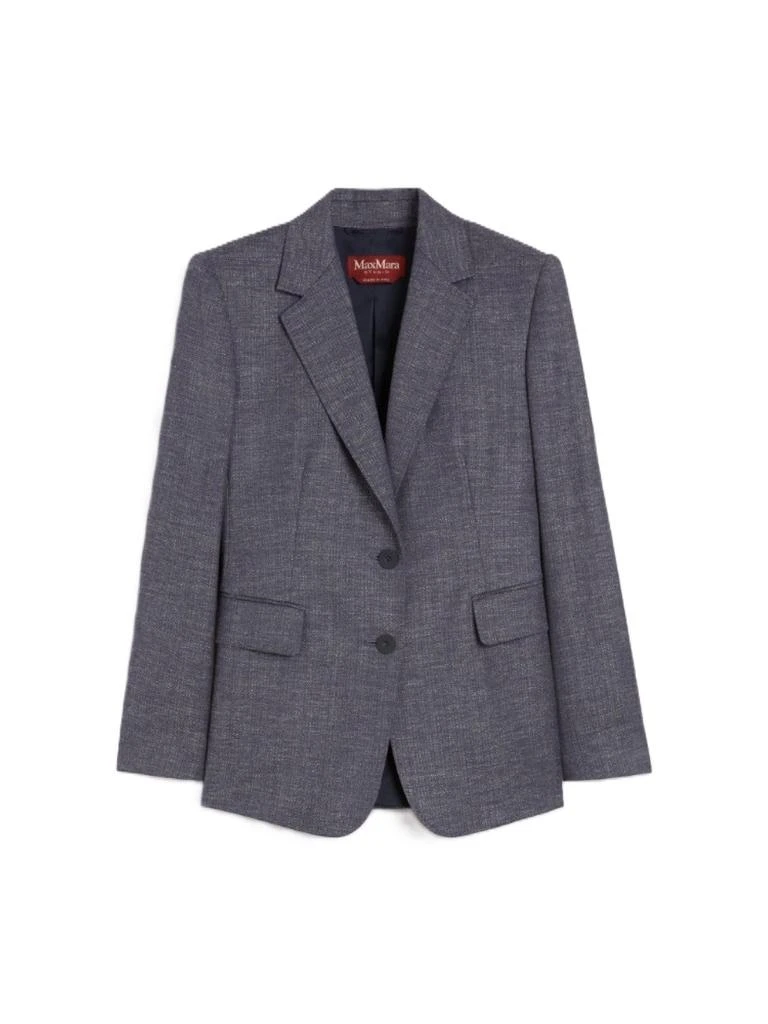 Max Mara Structured Tailored Blazer In Deep Blue-Grey