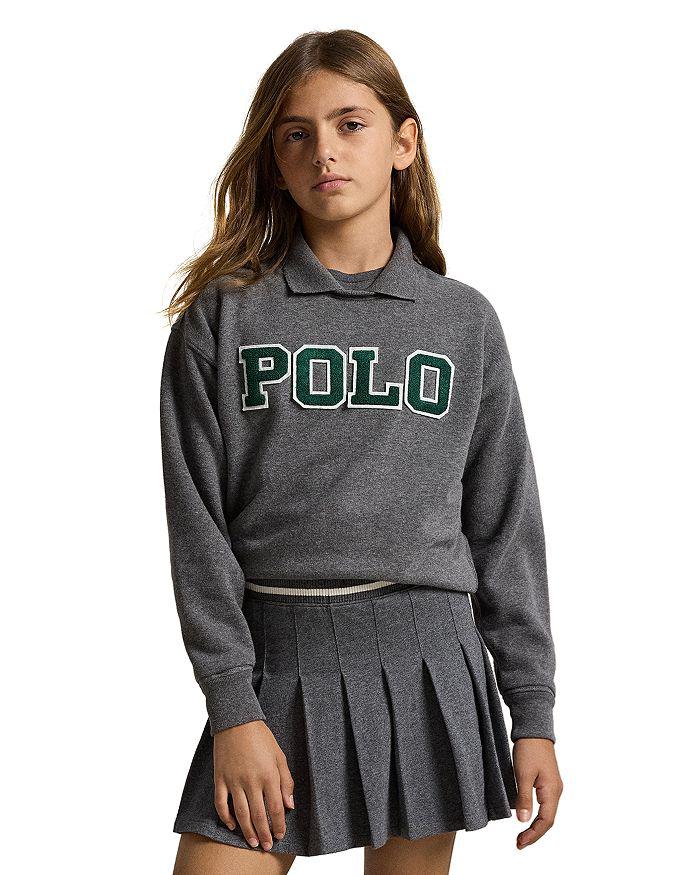 Ralph Lauren Girls' Logo Fleece Polo Sweatshirt - Big Kid, Little Kid