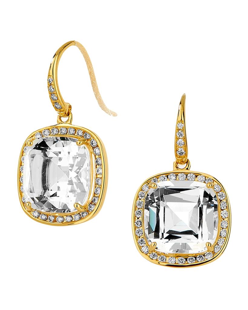 Syna 18K Rock Crystal Drop Earrings with Diamonds