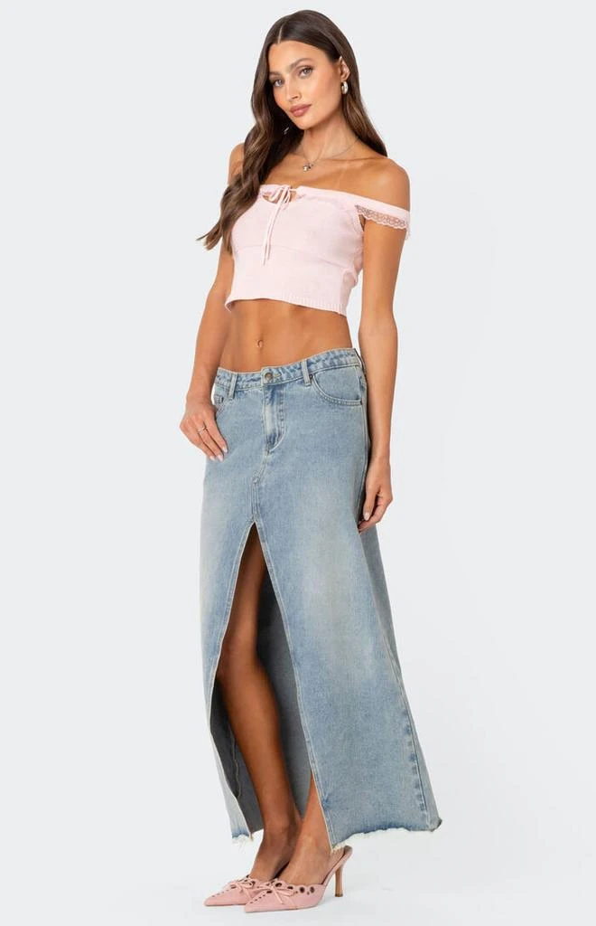 Edikted Off Shoulder Trimmed Knit Top 3