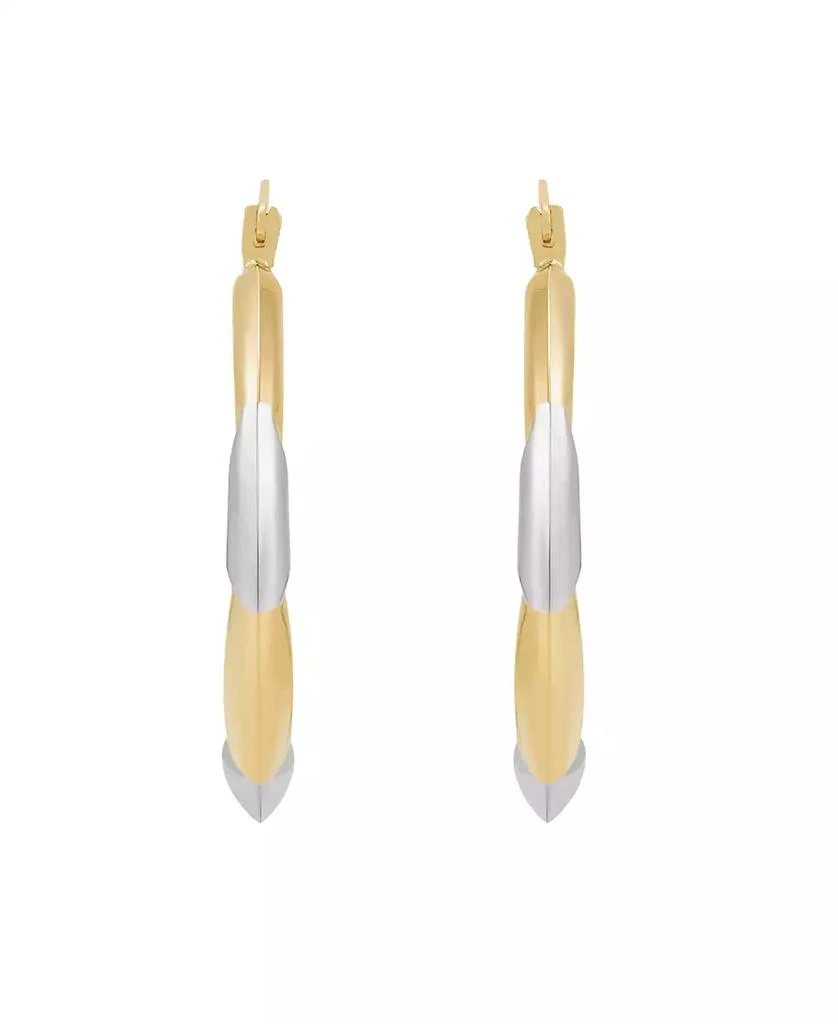 Macy's Polished Round Back to Back Rhodium Hoop Earrings in 10K Yellow Gold 3