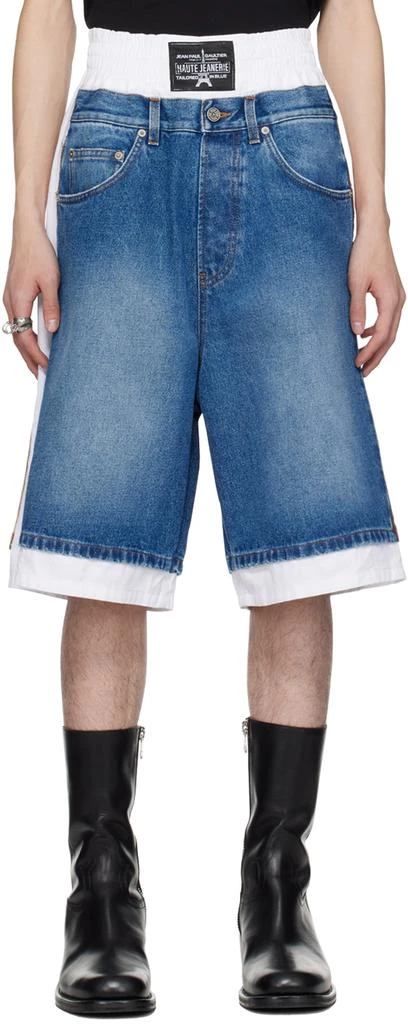 Jean Paul Gaultier Blue & White 'The Trompe L'œil' Denim Shorts 1