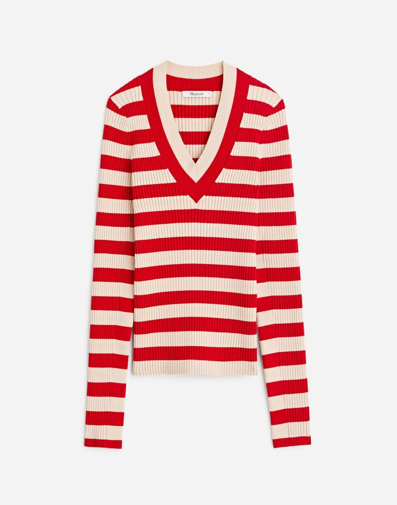 Madewell V-Neck Sweater in Stripe