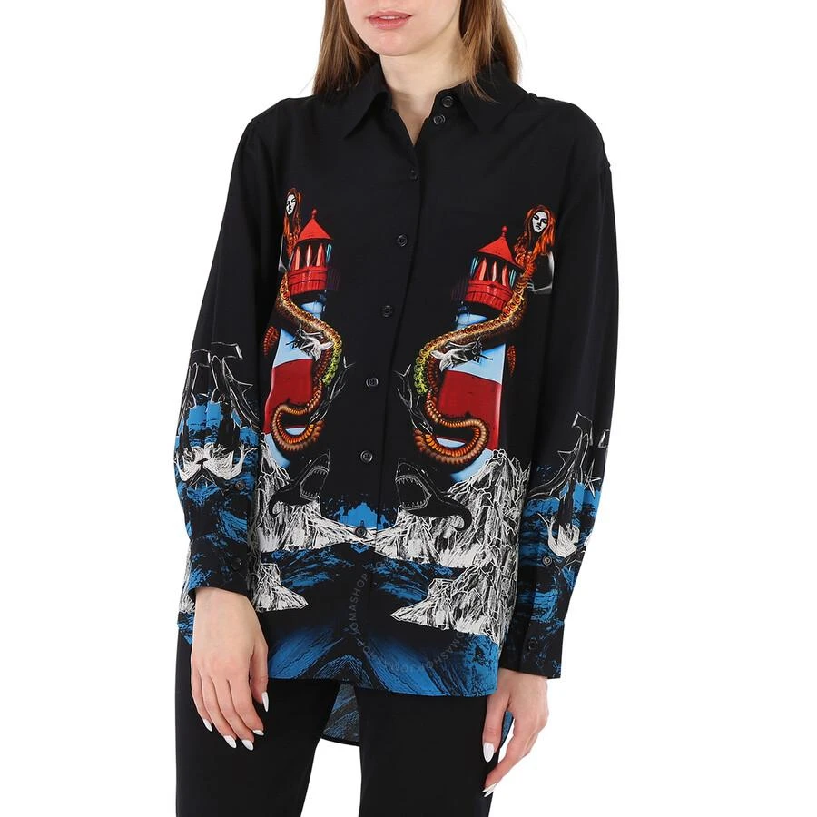 Burberry Ladies Mermaid Printed Silk Shirt 3