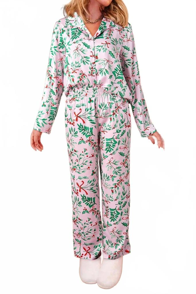 YSO Inc Merry And Bloom Pajama Set In Pink