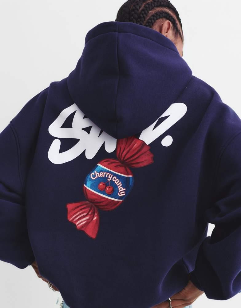 Pull&Bear Pull&Bear Stwd caramel hoodie in navy - Hoodies
