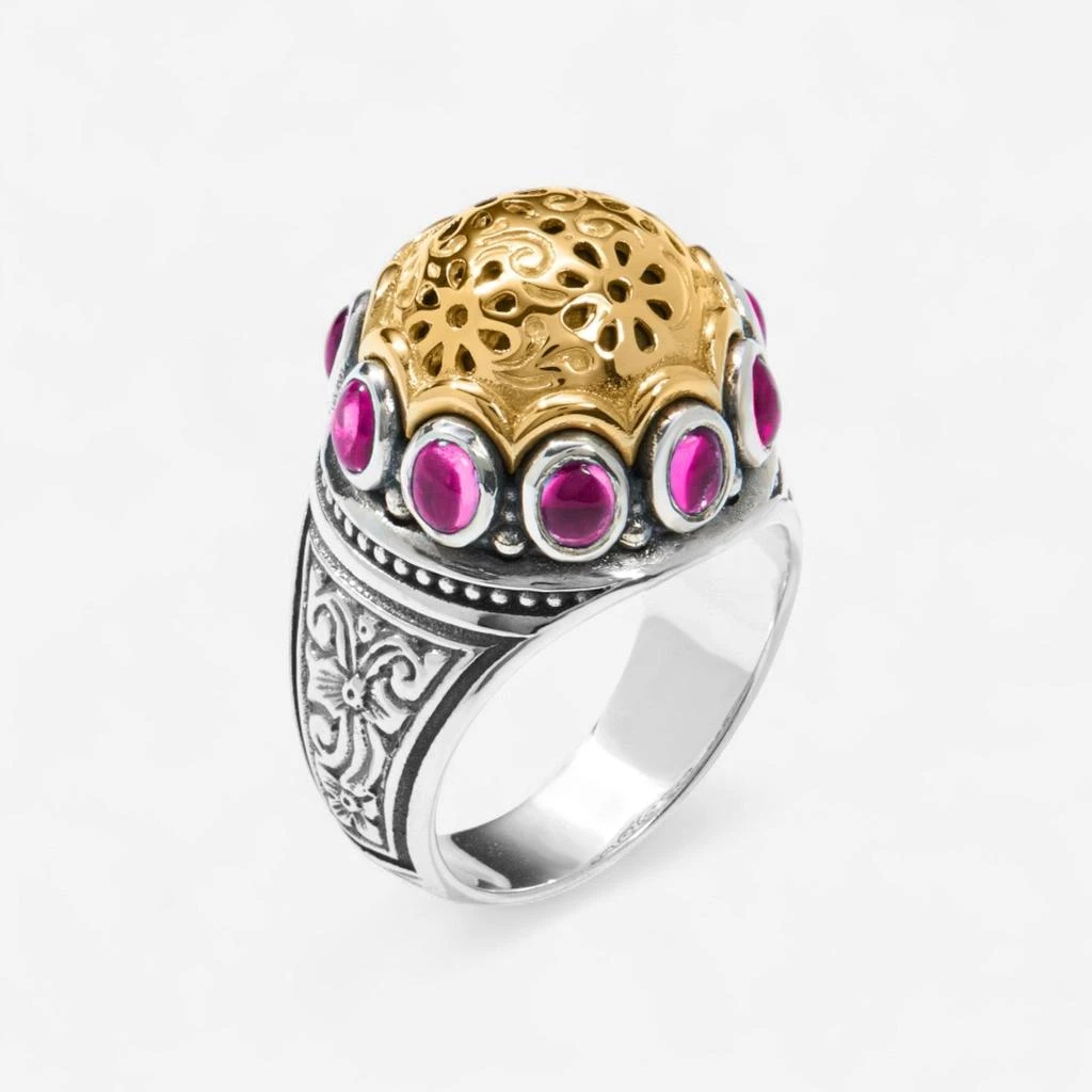 Konstantino Konstantino Dome Sterling Silver & 18K Yellow Gold Corundum Ring Sz. 6 DKJ977-538-S6 1
