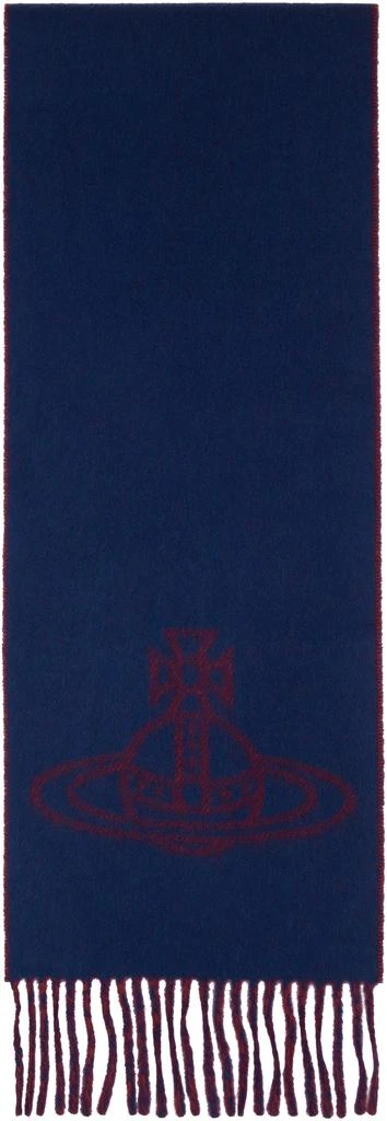 Vivienne Westwood Navy 
Red Single Orb Double Scarf 2