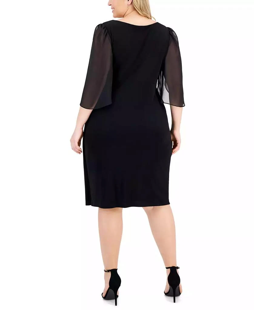 Connected Plus Size Sheer-Sleeve Chain-Detail Sheath Dress 4