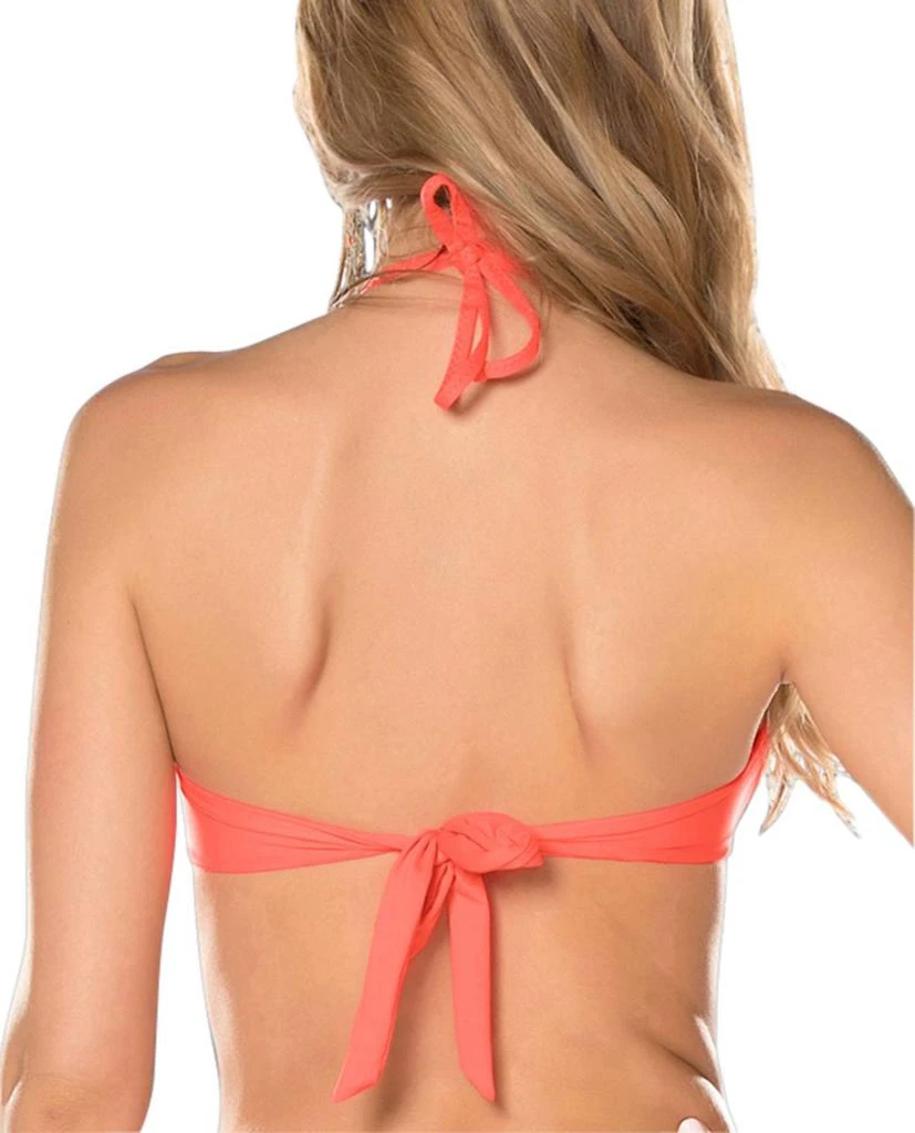 Becca Electric Current Solid Halter Bikini Top In Persimmon 2