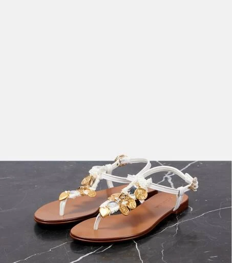 Dolce 
Gabbana Embellished leather thong sandals 5
