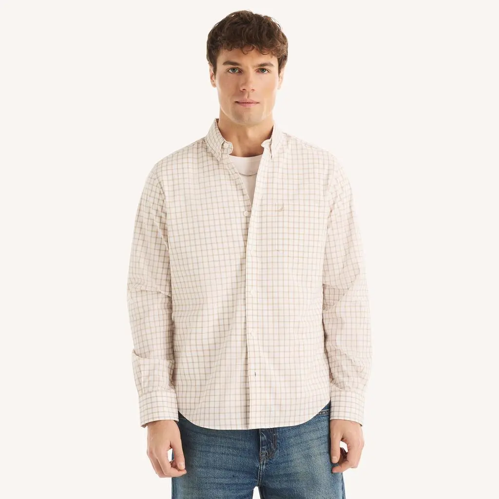 Nautica Mens Classic Fit Wrinkle-Resistant Plaid Shirt