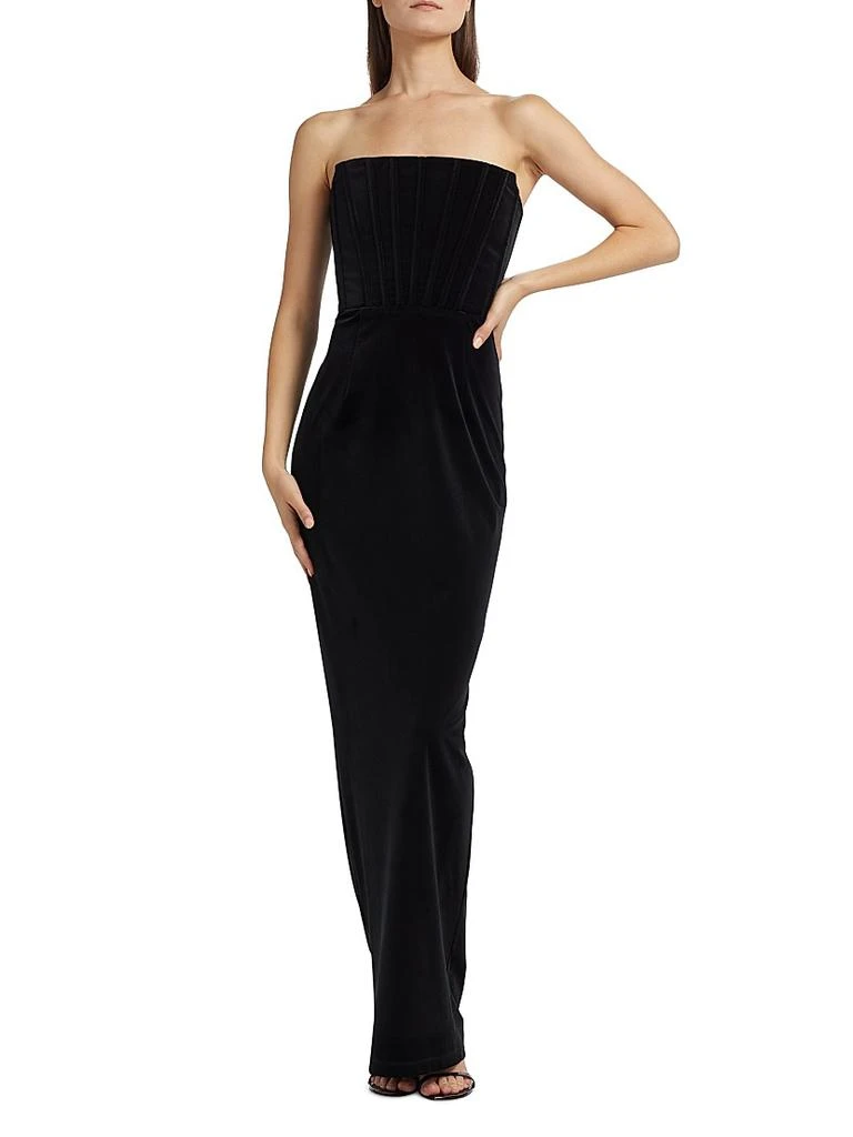 BRONX AND BANCO Florentina Velvet Strapless Gown 3