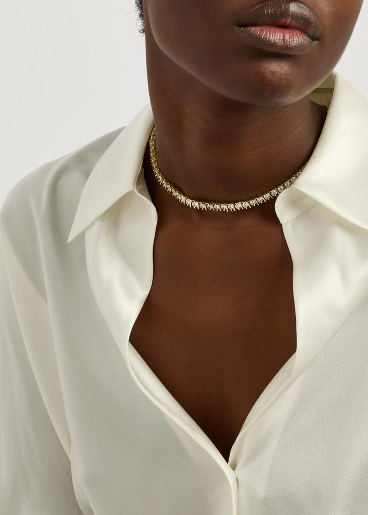 Kenneth Jay Lane Crystal-embellished 18kt gold-plated tennis necklace 2