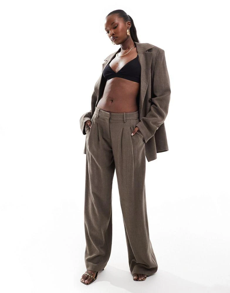 NA-KD NA-KD co-ord wide leg trousers in brown 1