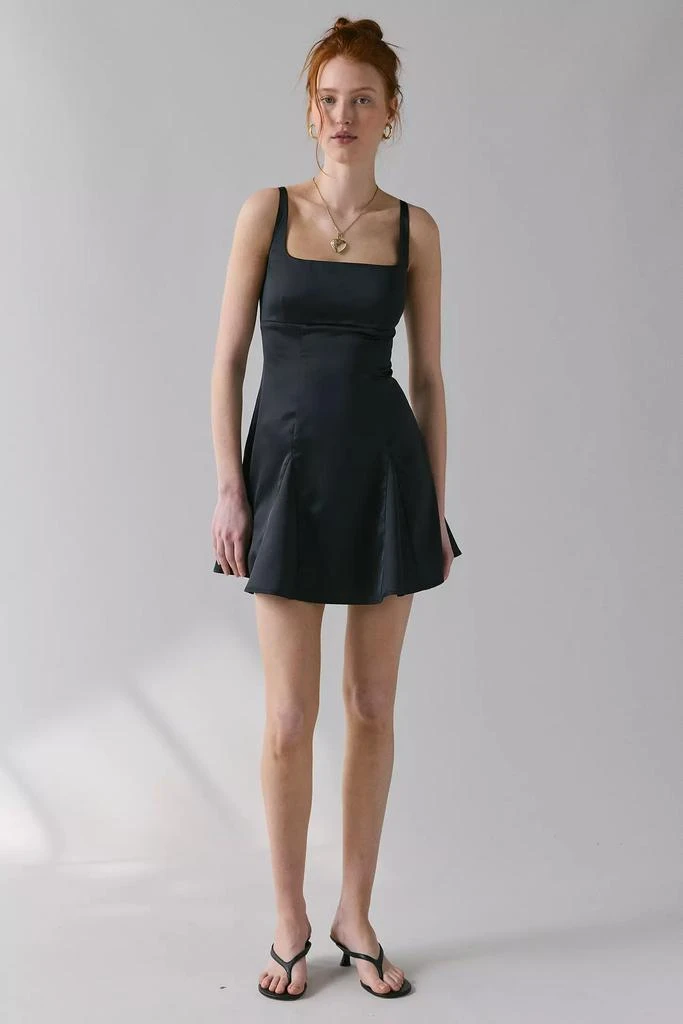 Urban Outfitters UO Liv Satin Fit-And-Flare Keyhole Open Back Mini Dress 5