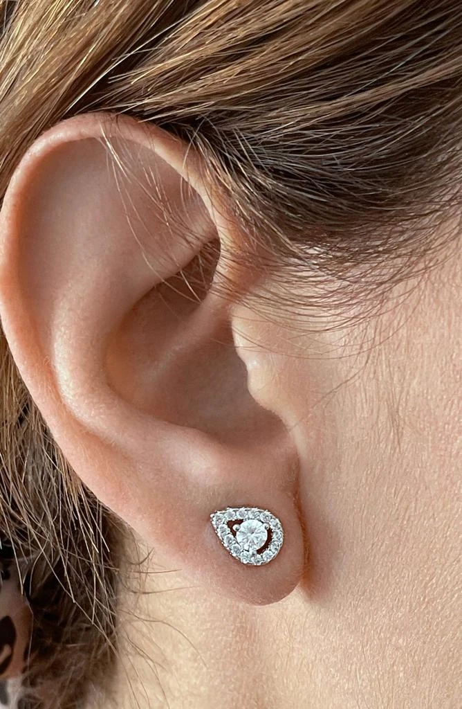 ADORNIA Swarovski Crystal Pear Halo Stud Earrings 2