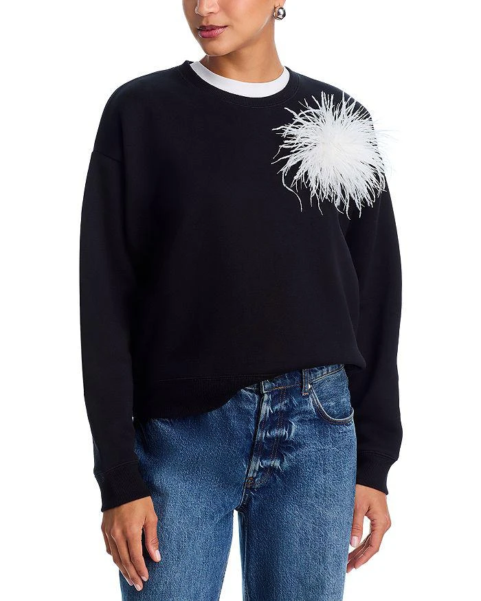 AQUA Feather Pin Fleece Crewneck Sweatshirt - Exclusive