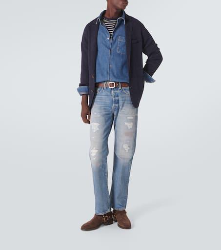 RRL Distressed low-rise straight jeans