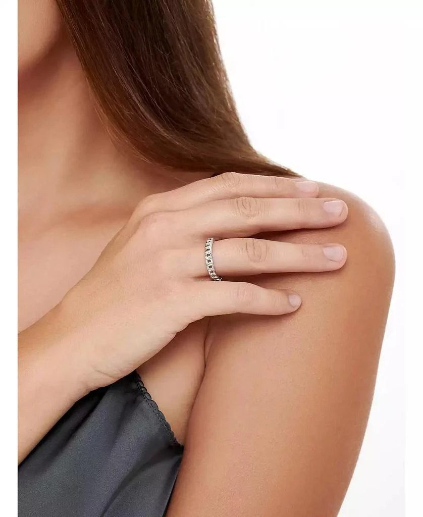 DEVATA Cuban Link Ring in Rhodium Plated Sterling Silver, Size 2