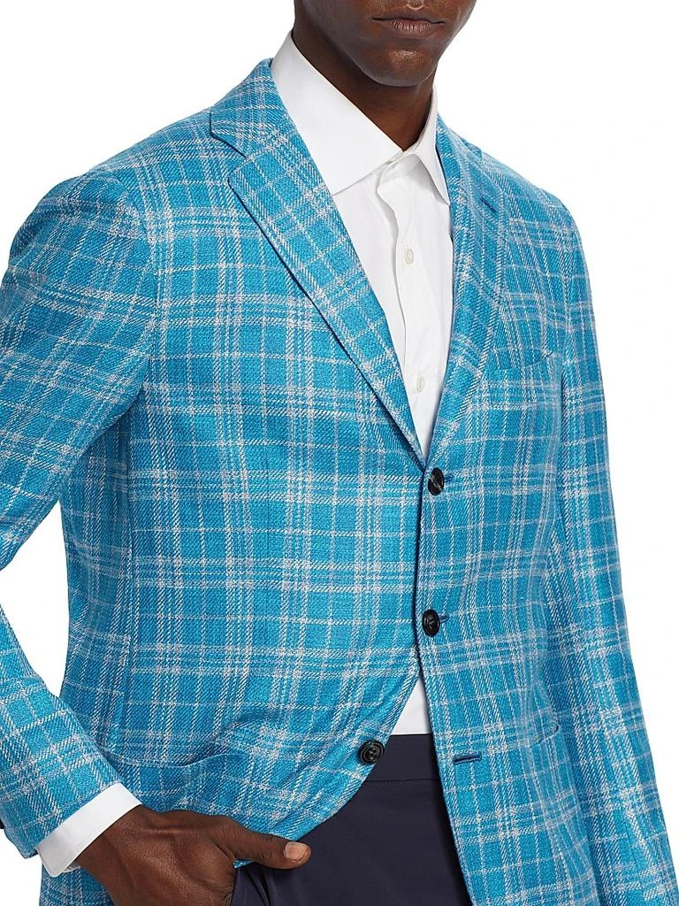 Kiton Plaid Silk-Blend Three-Button Sport Coat 6