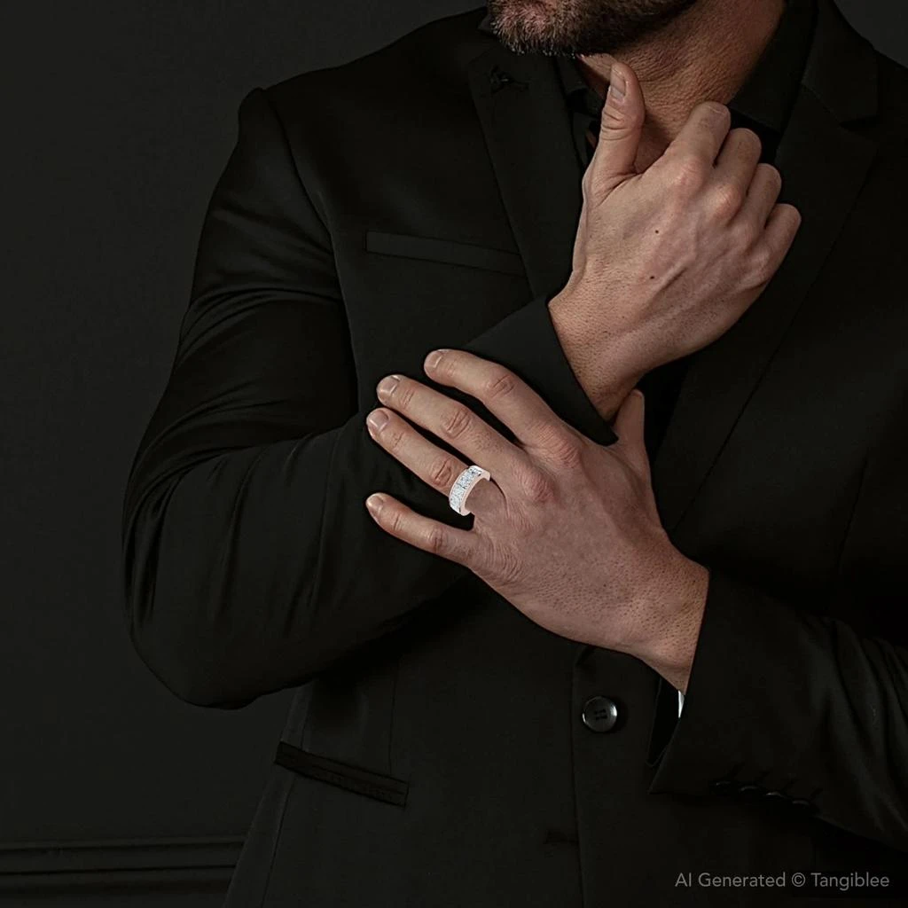 Pompeii3 7Ct Diamond Radiant Cut Men
s Ring 14k Gold or Platinum 3